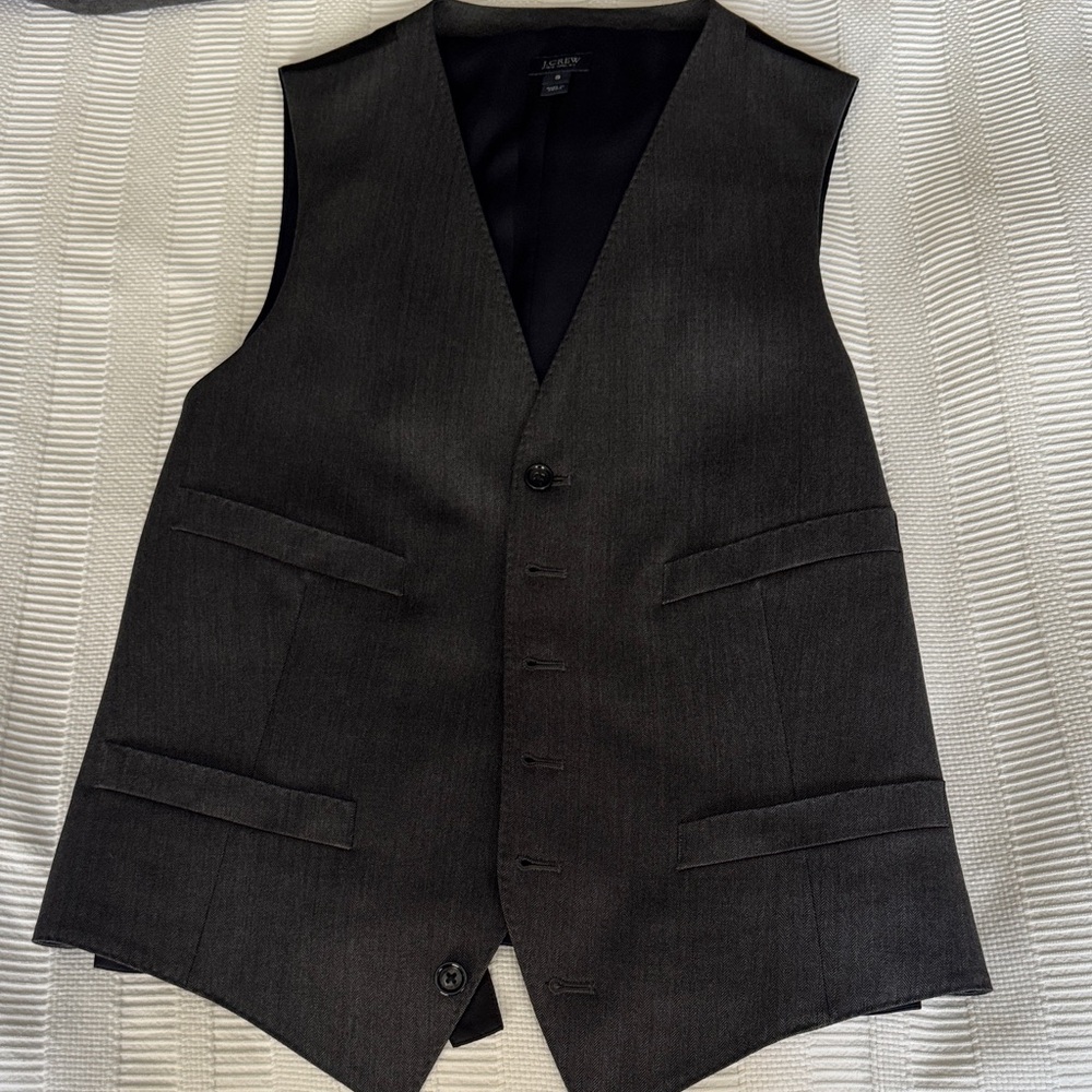 J. Crew Dark Gray Herringbone Men's Vest